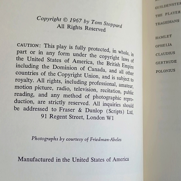 Hardcover VTG Rosencrantz & Guildenstern Are Dead a Play By Tom Stoppard - Picture 4 of 7